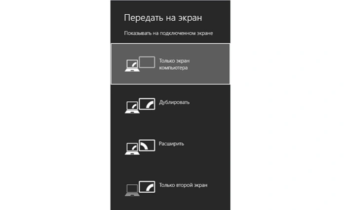 Для изменения функционирования техники нажимаем Win+P