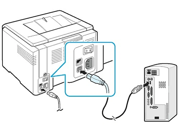 Соединяем принтер и ПК USB-кабелем