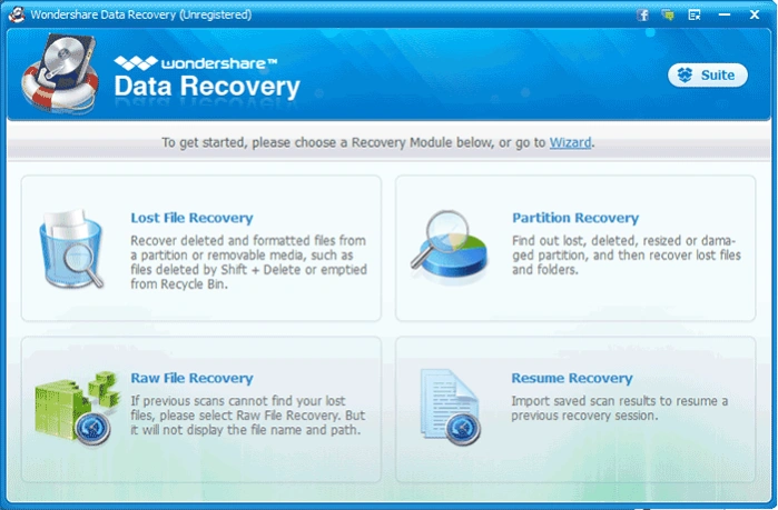 Инструмент Wondershare Data Recovery для восстановления потерянных данных