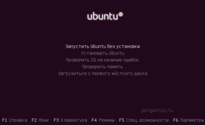 Выбираем вариант «Запустить Ubuntu без установки»
