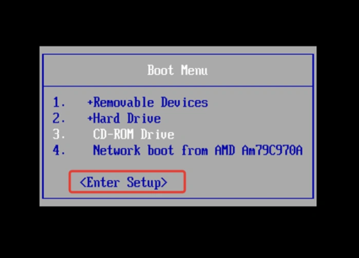 Переходим стрелкой на пункт «Enter Setup», нажимаем «Enter»