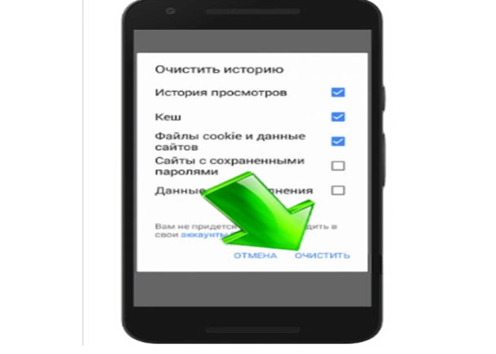 Отмечаем опции галочками, нажимаем «Очистить»