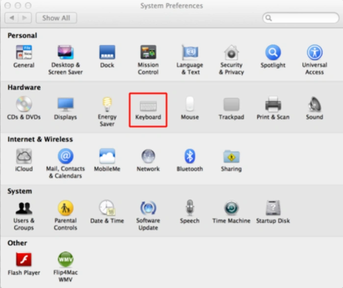 Входим в «System References» и выберите «Keyboard & Mouse»