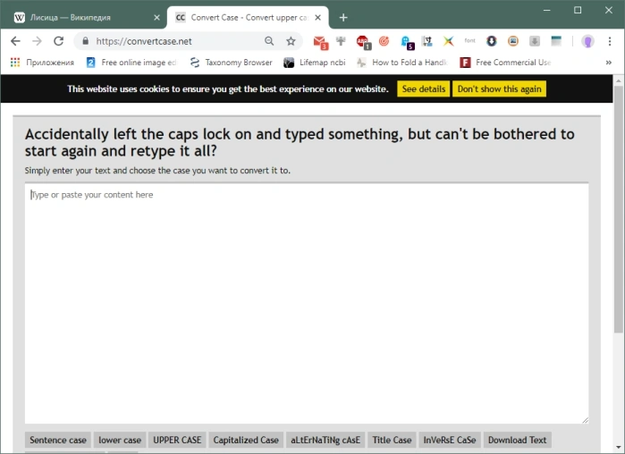 Открываем сайт convertcase.net