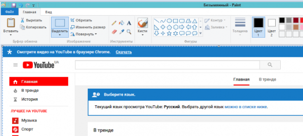 Нажимаем Ctrl+V, чтобы вставить снимок в Paint