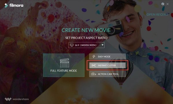 Запускаем Filmora и выбираем «Instant Cutter»