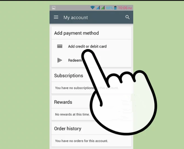 Нажимаем «Добавить кредитную или дебетовую карту» или «Add credit or debit card»