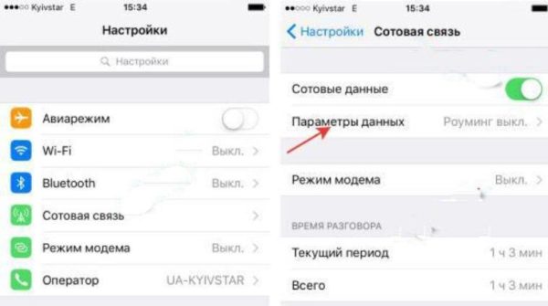 Нажимаем на «Параметры данных»