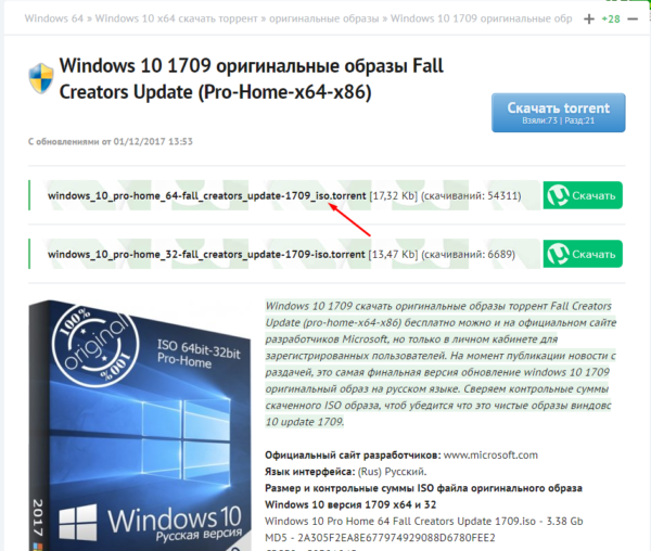 Скачиваем iso образ Windows 10